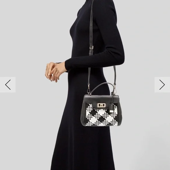 MICHAEL KORS Women's Karson Mini Leather Satchel Optic White Black - Picture 10 of 10